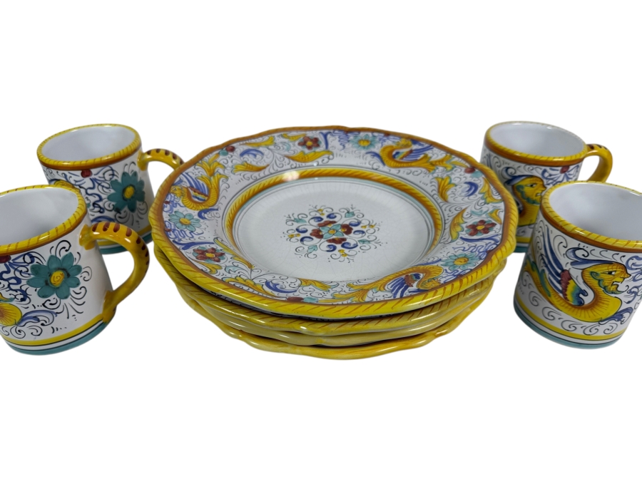 Just Added - Italian Deruta (4) Coffee Cups and (4) 10' Bowls