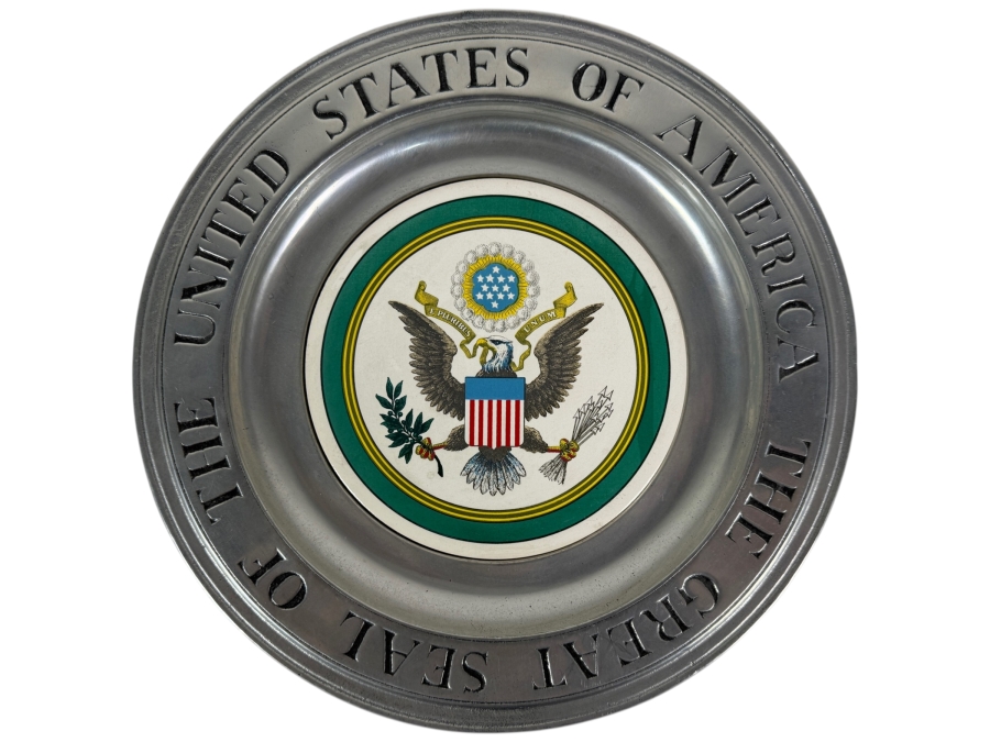 Just Added - Vintage Wilton Armetale Pewter Plate Featuring the Great Seal of the United States 11W