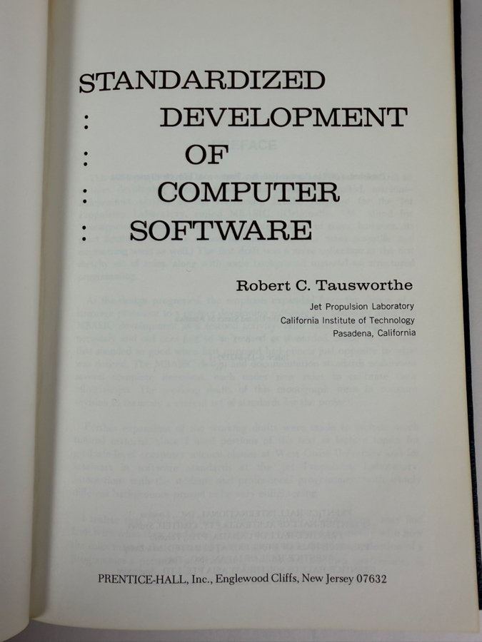 Just Added - Two Hardcover Volumes of Standardized Development of Computer Software by Robert C. Tausworthe Published by Prentice-Hall in the Late 1970s [Photo 2]