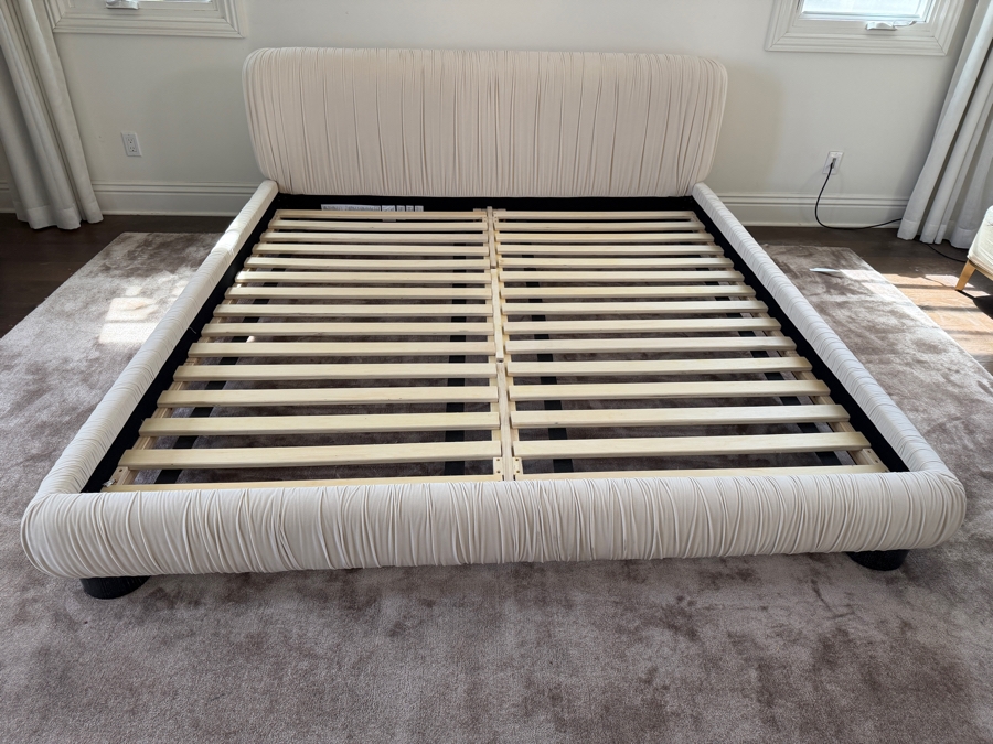 CB2 King Cantar Ivory Velvet Upholstered Bed Frame (Mattress Not Included) [Photo 14]