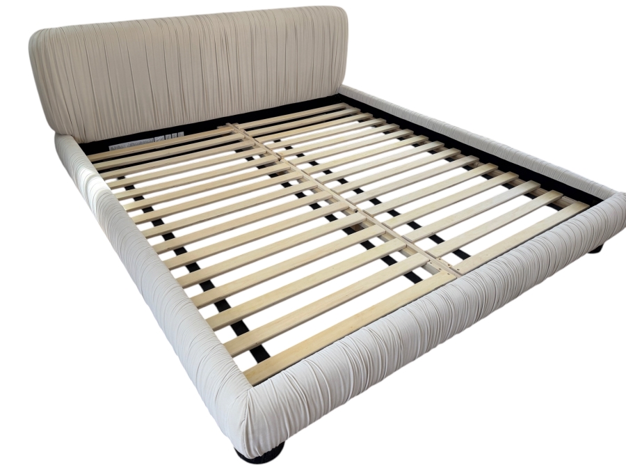 CB2 King Cantar Ivory Velvet Upholstered Bed Frame (Mattress Not Included) [Photo 2]