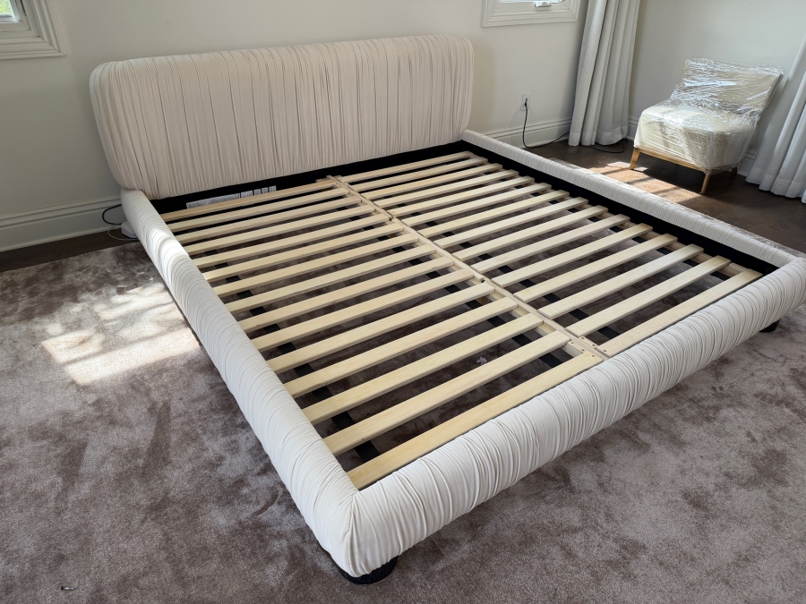 CB2 King Cantar Ivory Velvet Upholstered Bed Frame (Mattress Not Included) [Photo 13]