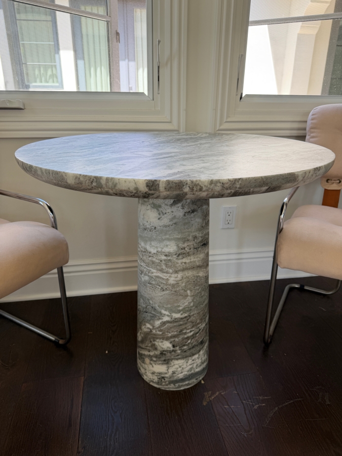 CB2 Babylon Round Torrento Grey Marble Bistro Table By Mermelada Estudio 30W X 29H Retail $1,700 [Photo 2]