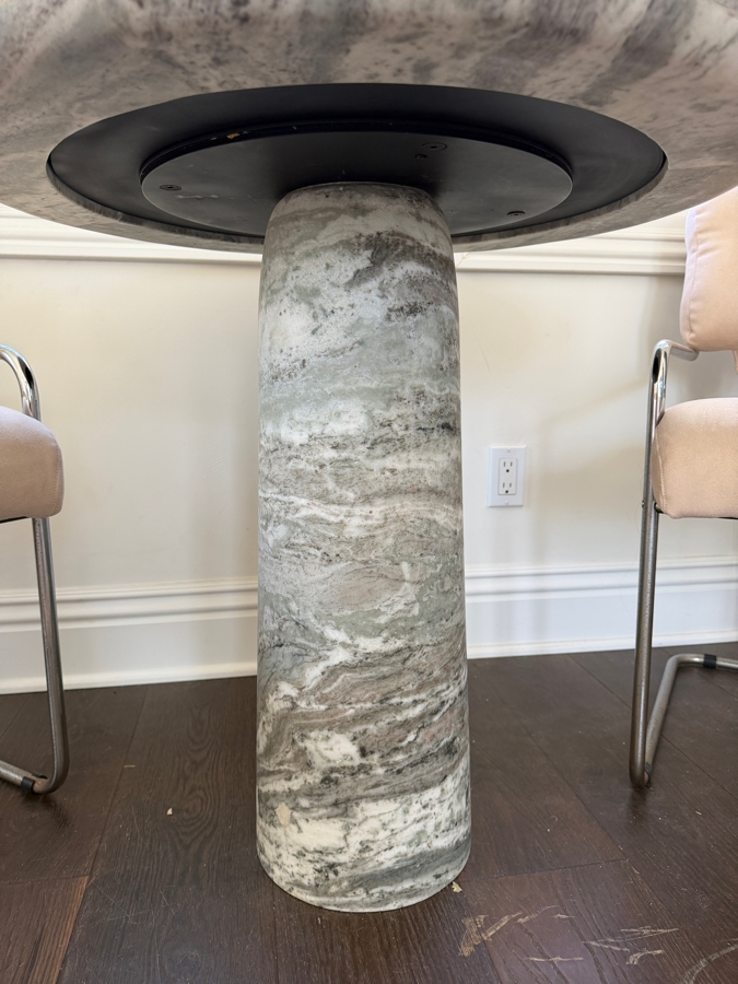 CB2 Babylon Round Torrento Grey Marble Bistro Table By Mermelada Estudio 30W X 29H Retail $1,700 [Photo 4]
