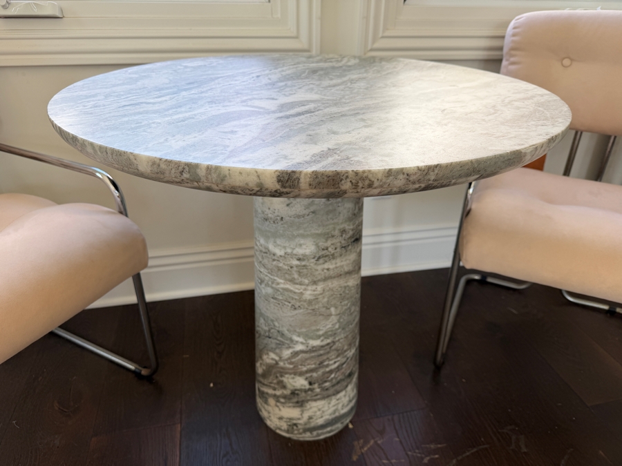 CB2 Babylon Round Torrento Grey Marble Bistro Table By Mermelada Estudio 30W X 29H Retail $1,700 [Photo 3]