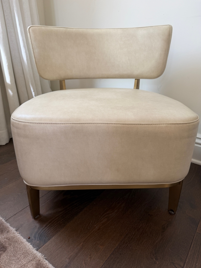 Sunpan Modern Cream Faux Leather Accent Chair Retail $800 [Photo 2]