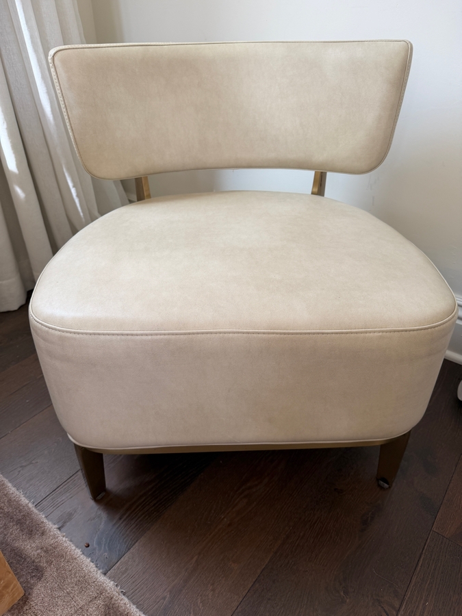 Sunpan Modern Cream Faux Leather Accent Chair Retail $800 [Photo 3]