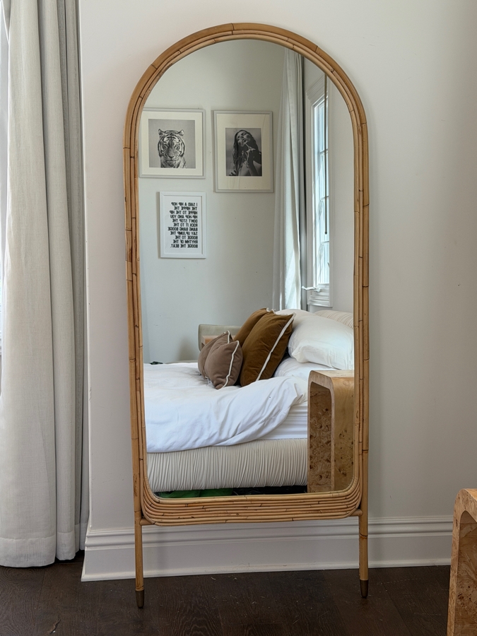Anthropologie Arched Rattan Leaning Full Length Floor Mirror Retail $800 [Photo 2]