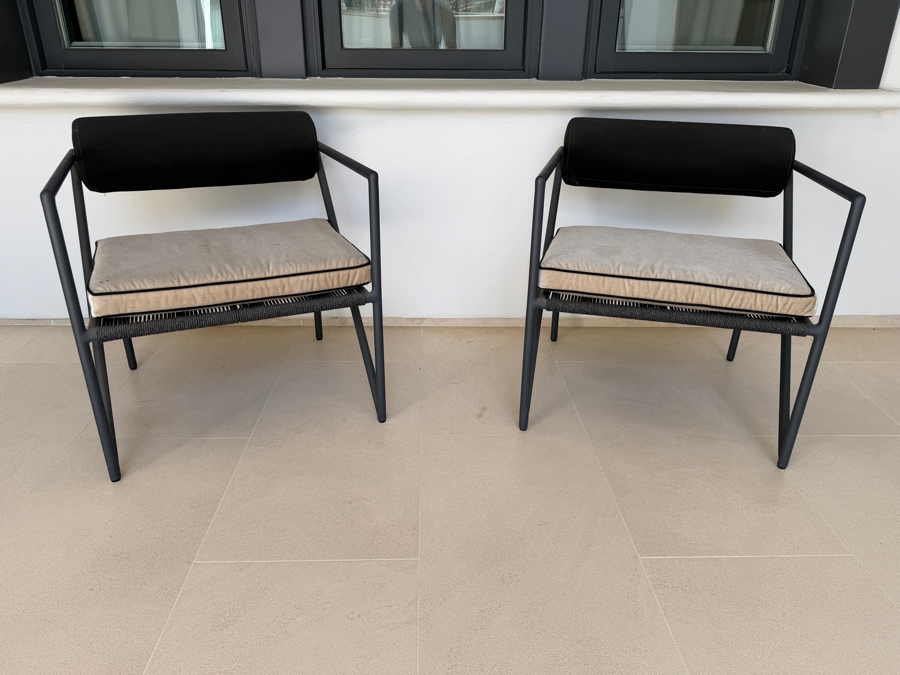 Pair of Postmodern-Style Outdoor Mario Botta Style Lounge Armchairs 27.5W X 28D X 30.5H [Photo 4]