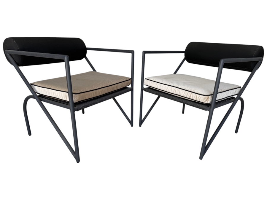 Pair of Postmodern-Style Outdoor Mario Botta Style Lounge Armchairs 27.5W X 28D X 30.5H