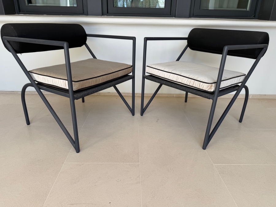 Pair of Postmodern-Style Outdoor Mario Botta Style Lounge Armchairs 27.5W X 28D X 30.5H [Photo 2]