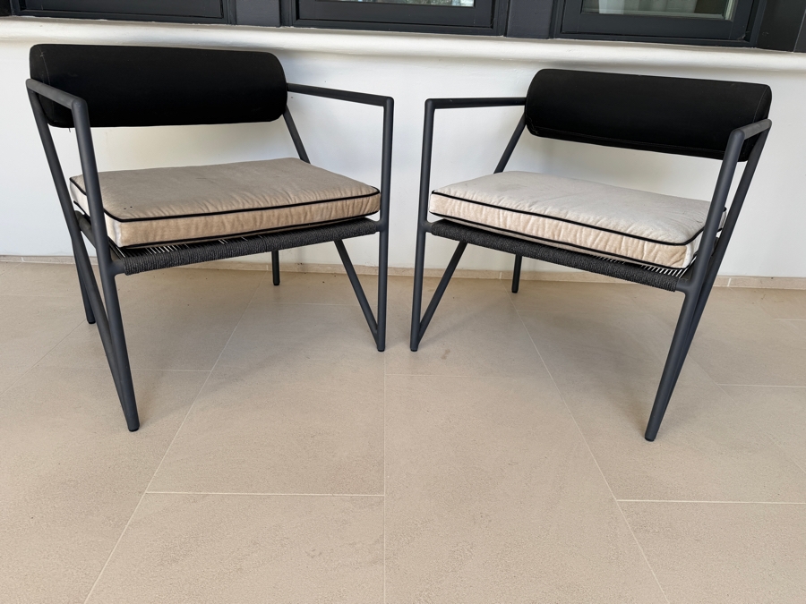 Pair of Postmodern-Style Outdoor Mario Botta Style Lounge Armchairs 27.5W X 28D X 30.5H [Photo 3]