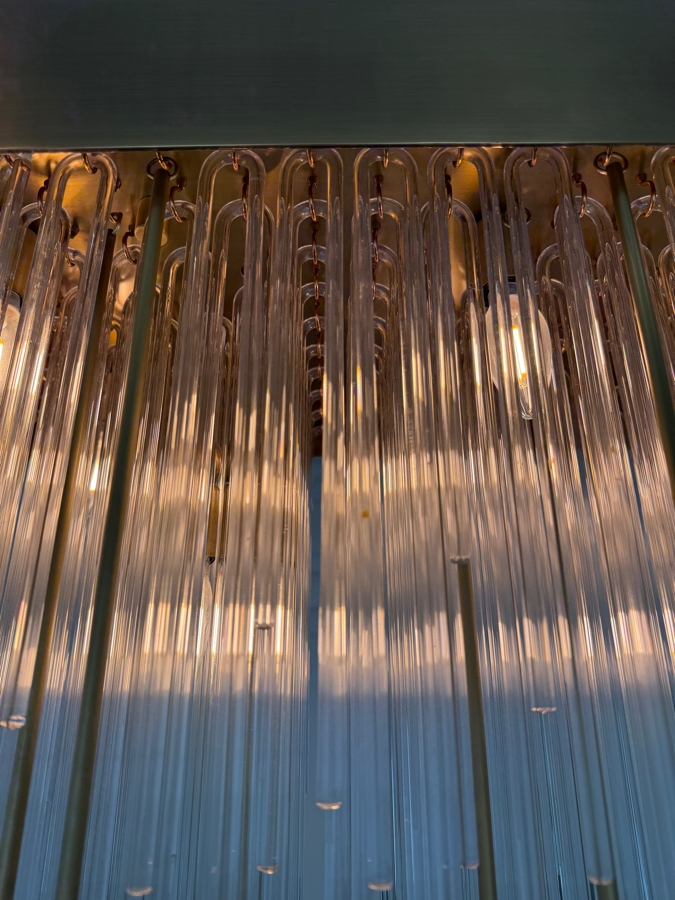 Home Decor Light Store Lighting 'Petra' Rectangular Glass Tube Chandelier 54W X 14D X 33-53H Purchase Price $9,890 [Photo 8]