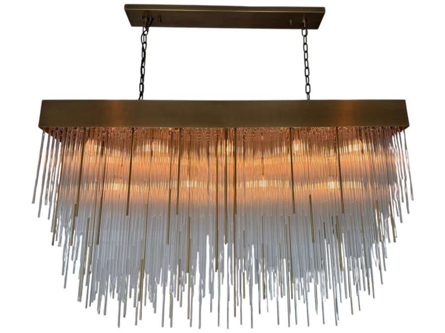 Home Decor Light Store Lighting 'Petra' Rectangular Glass Tube Chandelier 54W X 14D X 33-53H Purchase Price $9,890