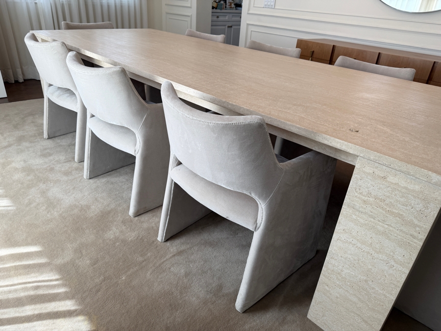Set of 8 CB2 'Foley' Grey Faux Mohair Dining Armchairs Retail $400/Chair $3,200 Total [Photo 8]