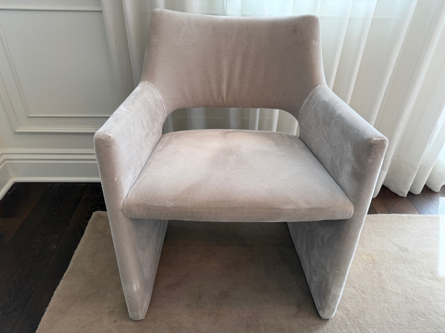 Set of 8 CB2 'Foley' Grey Faux Mohair Dining Armchairs Retail $400/Chair $3,200 Total [Photo 2]