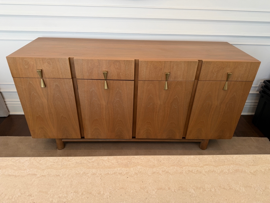 Vintage Mid Century Modern 1950s/60s American of Martinsville Walnut & Brass Sideboard Credenza 62W X 20D X 31H Retail $3,000 [Photo 3]
