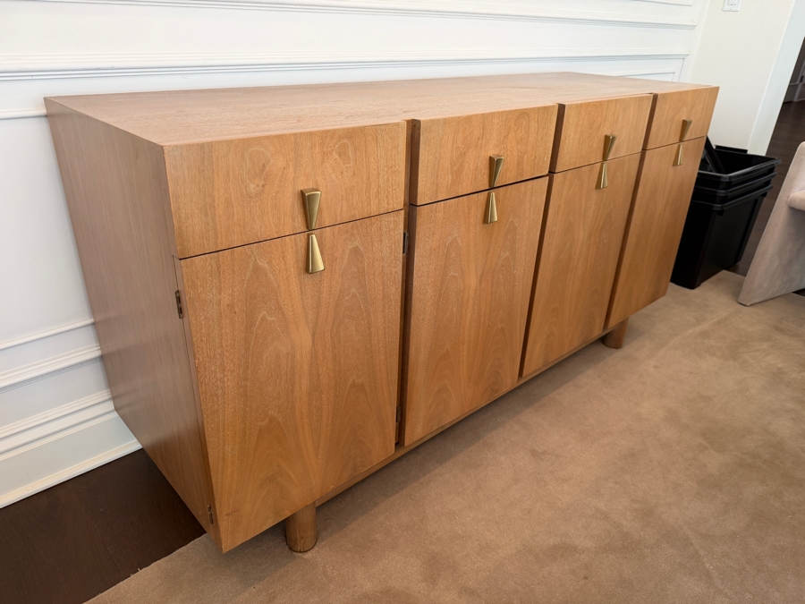 Vintage Mid Century Modern 1950s/60s American of Martinsville Walnut & Brass Sideboard Credenza 62W X 20D X 31H Retail $3,000 [Photo 4]