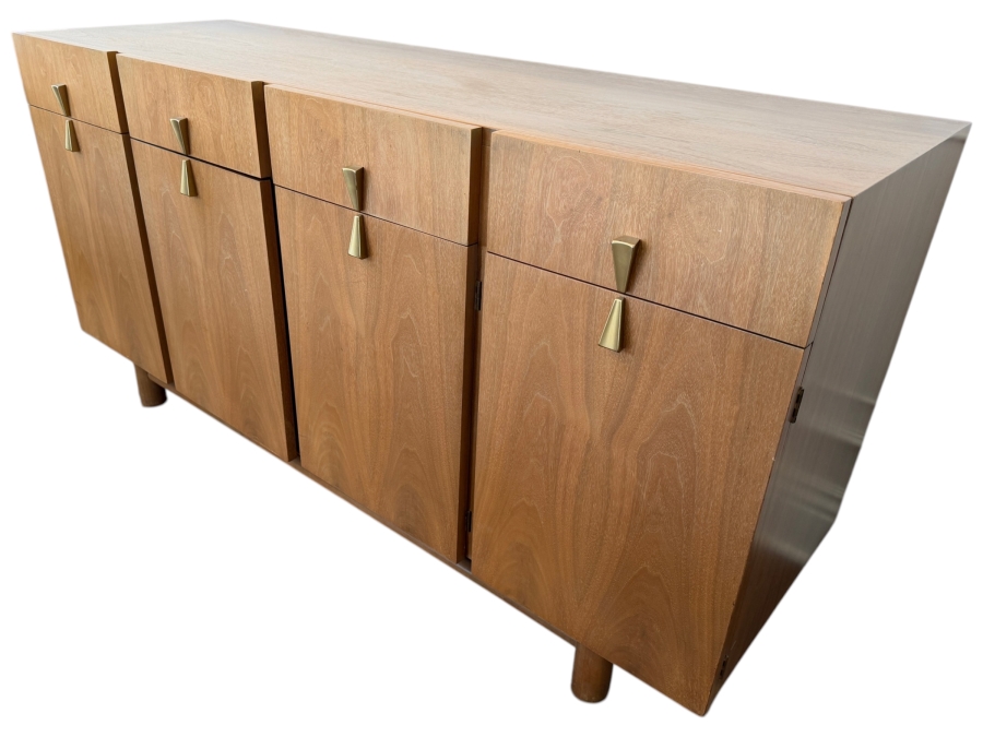 Vintage Mid Century Modern 1950s/60s American of Martinsville Walnut & Brass Sideboard Credenza 62W X 20D X 31H Retail $3,000