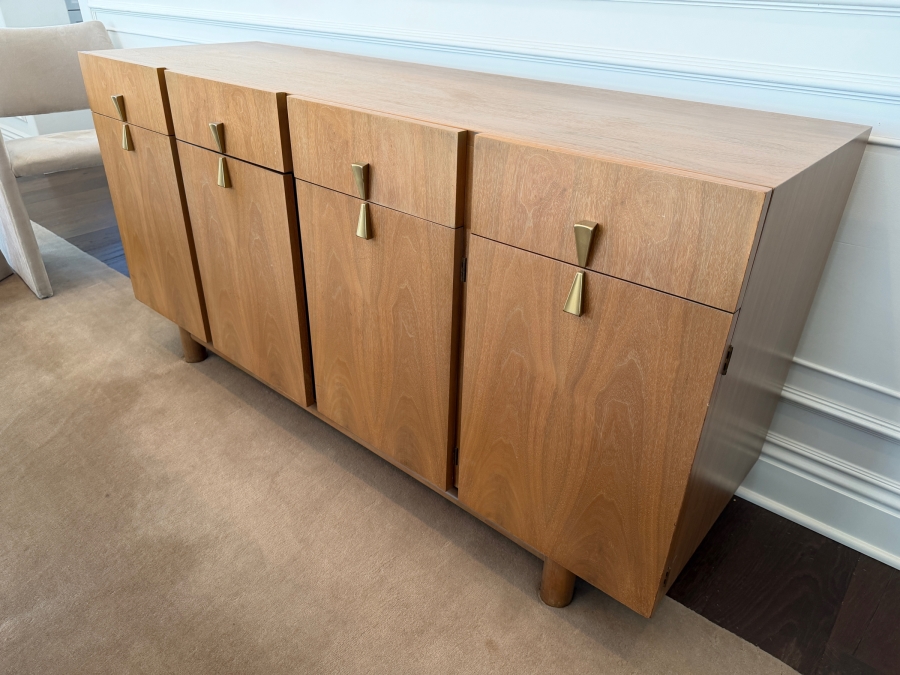 Vintage Mid Century Modern 1950s/60s American of Martinsville Walnut & Brass Sideboard Credenza 62W X 20D X 31H Retail $3,000 [Photo 2]