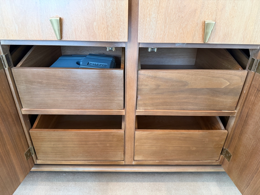 Vintage Mid Century Modern 1950s/60s American of Martinsville Walnut & Brass Sideboard Credenza 62W X 20D X 31H Retail $3,000 [Photo 8]