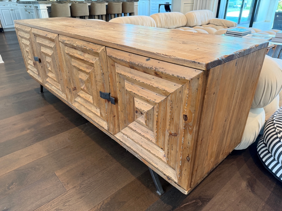 Noir Furniture 'Warus' Reclaimed Solid Pine Sideboard Credenza 88W X 22D X 31H Retail $4,119 [Photo 5]