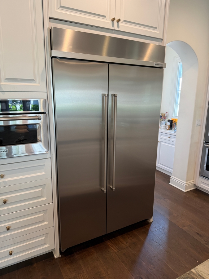 KitchenAid 48' Built-In Side-by-Side Refrigerator (Model: KBSN608ESS00) 48W X 84H Retail $10,899 [Photo 3]