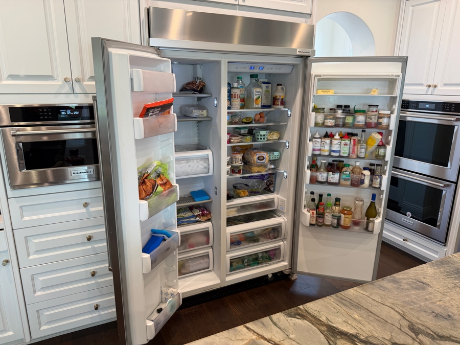 KitchenAid 48' Built-In Side-by-Side Refrigerator (Model: KBSN608ESS00) 48W X 84H Retail $10,899 [Photo 4]