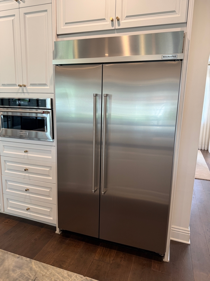 KitchenAid 48' Built-In Side-by-Side Refrigerator (Model: KBSN608ESS00) 48W X 84H Retail $10,899 [Photo 2]