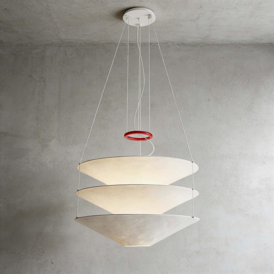 Ingo Maurer Floatation Handcrafted Japanese Washi Paper Tiered Pendant Light Sculpture 27W X 45H Retail $3,500
