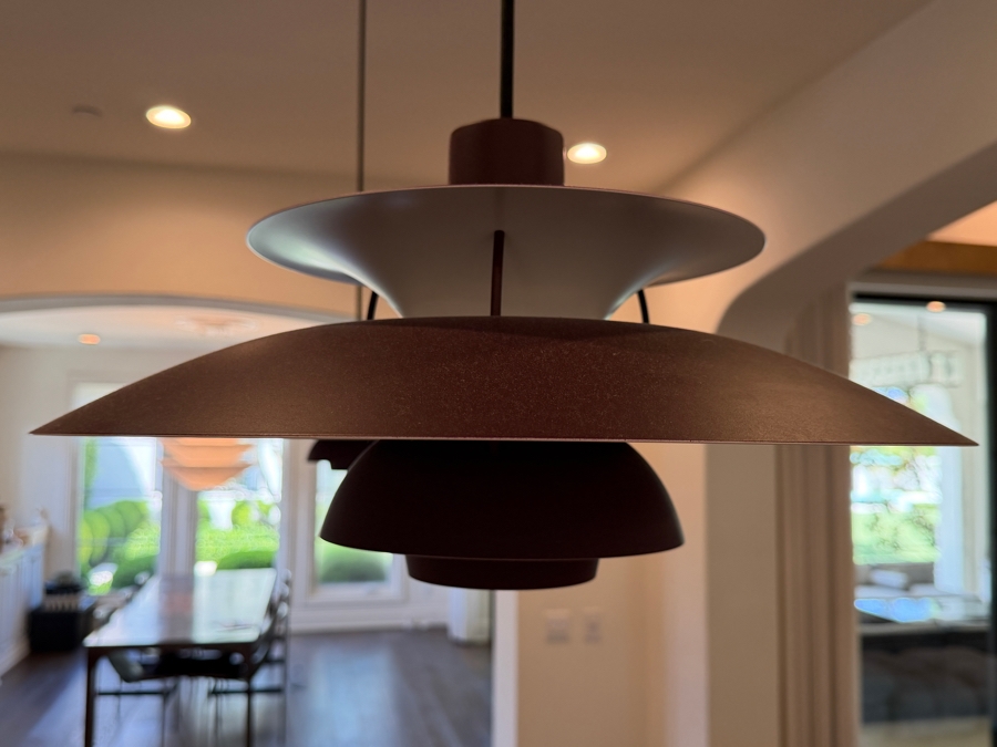 Pair of Louis Poulsen PH 5 Classic Pendant Lights (50cm) In Monochrome Burgundy Designed by Poul Henningsen In 1958 Retail $2,730/Pair [Photo 4]