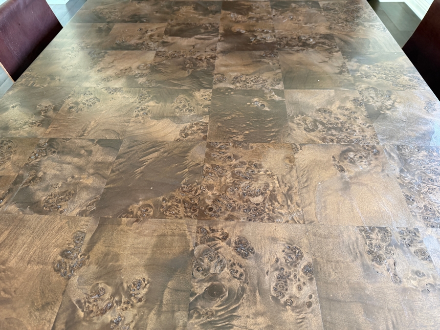 CB2 'Aqua Virgo' Dark Mappa Burl Wood Rectangular Dining Table 36W X 100L X 29H Retail $1,399 [Photo 4]