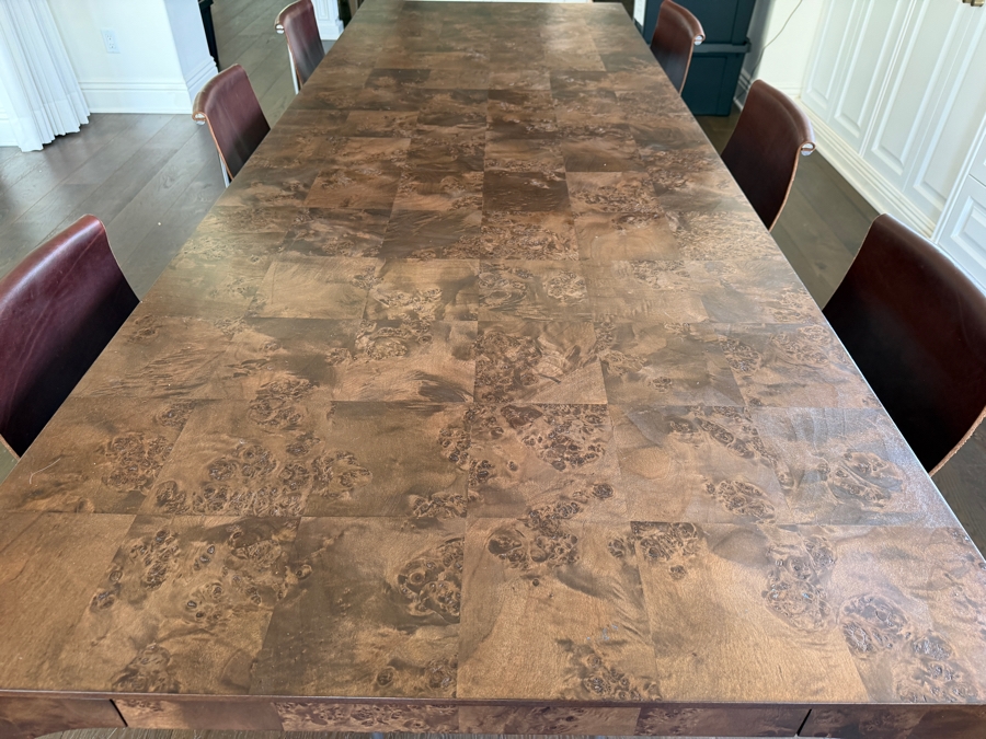 CB2 'Aqua Virgo' Dark Mappa Burl Wood Rectangular Dining Table 36W X 100L X 29H Retail $1,399 [Photo 3]
