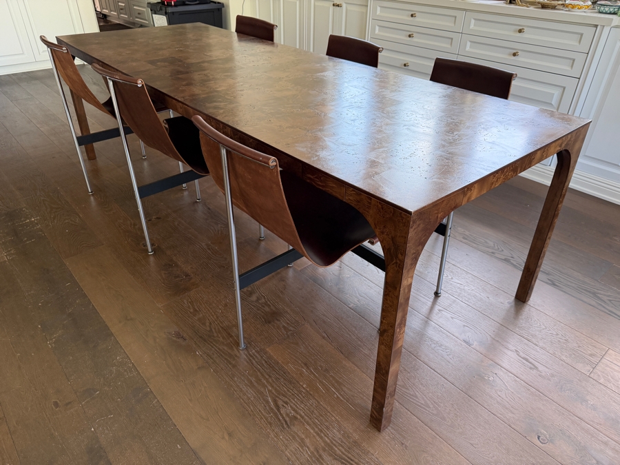 CB2 'Aqua Virgo' Dark Mappa Burl Wood Rectangular Dining Table 36W X 100L X 29H Retail $1,399 [Photo 2]