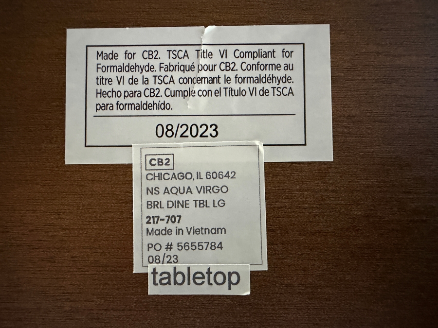 CB2 'Aqua Virgo' Dark Mappa Burl Wood Rectangular Dining Table 36W X 100L X 29H Retail $1,399 [Photo 6]