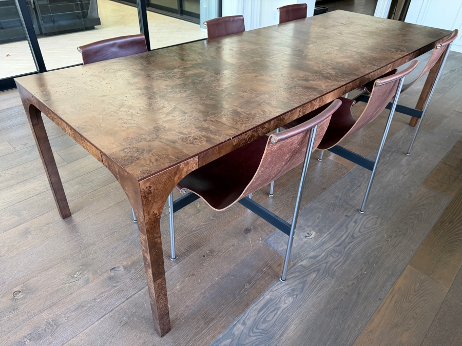 CB2 'Aqua Virgo' Dark Mappa Burl Wood Rectangular Dining Table 36W X 100L X 29H Retail $1,399 [Photo 5]