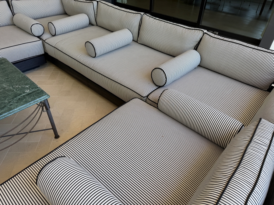 Restoration Hardware Maya Teak (Painted Black) Modular U-Shaped Outdoor Sectional Sofa Arrangement 130' X 137' X 130' Retails $35,000 [Photo 6]