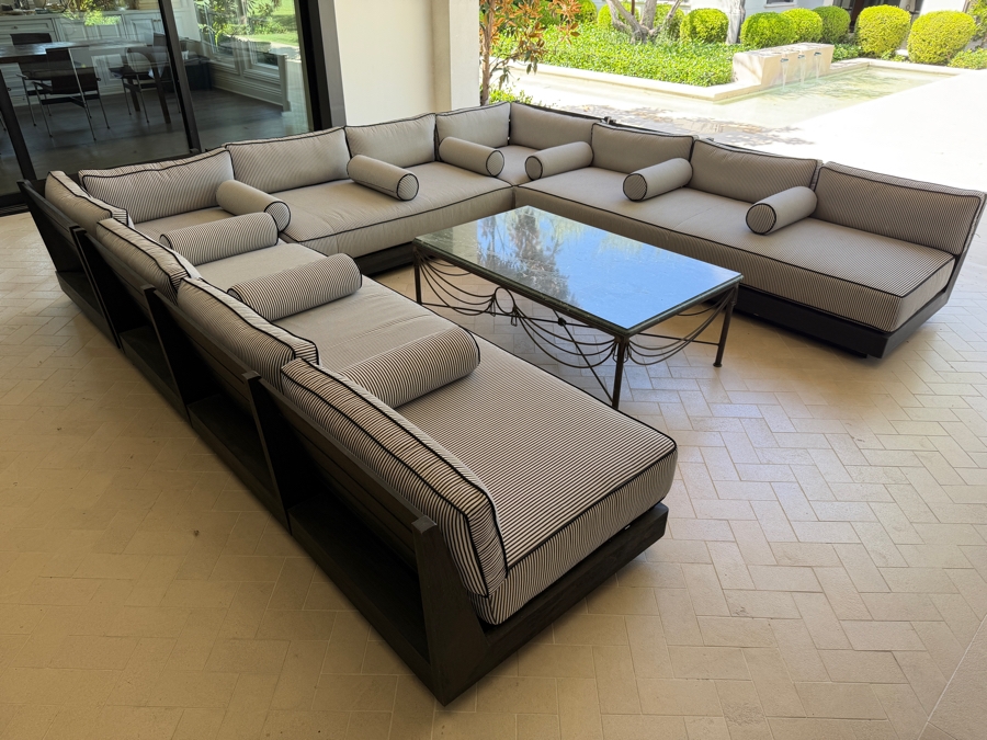 Restoration Hardware Maya Teak (Painted Black) Modular U-Shaped Outdoor Sectional Sofa Arrangement 130' X 137' X 130' Retails $35,000 [Photo 4]