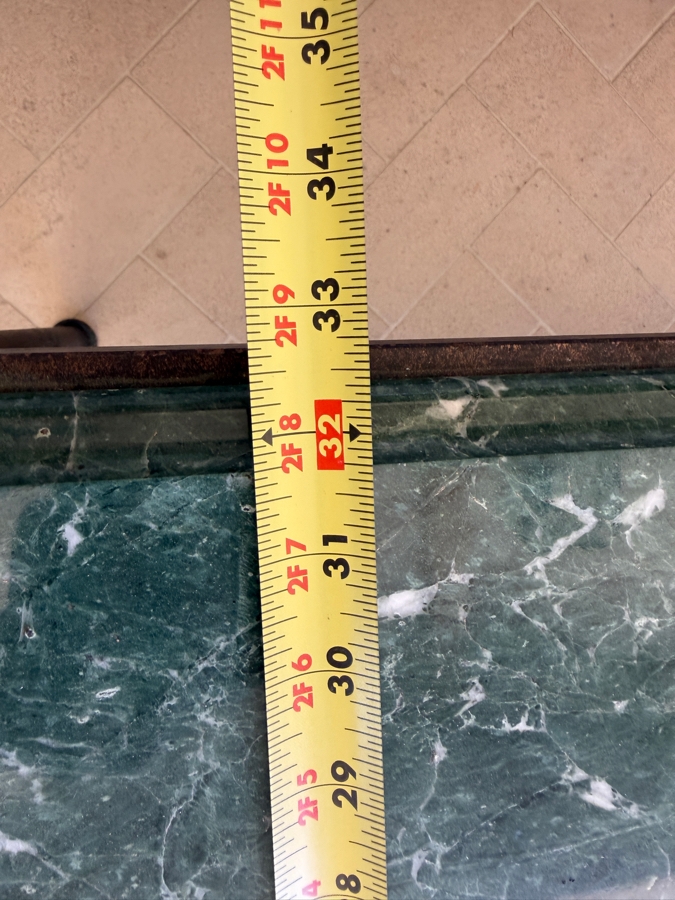Vintage French Style Green Marble And Wrought Iron Coffee Table 33W X 53L X 18H [Photo 7]