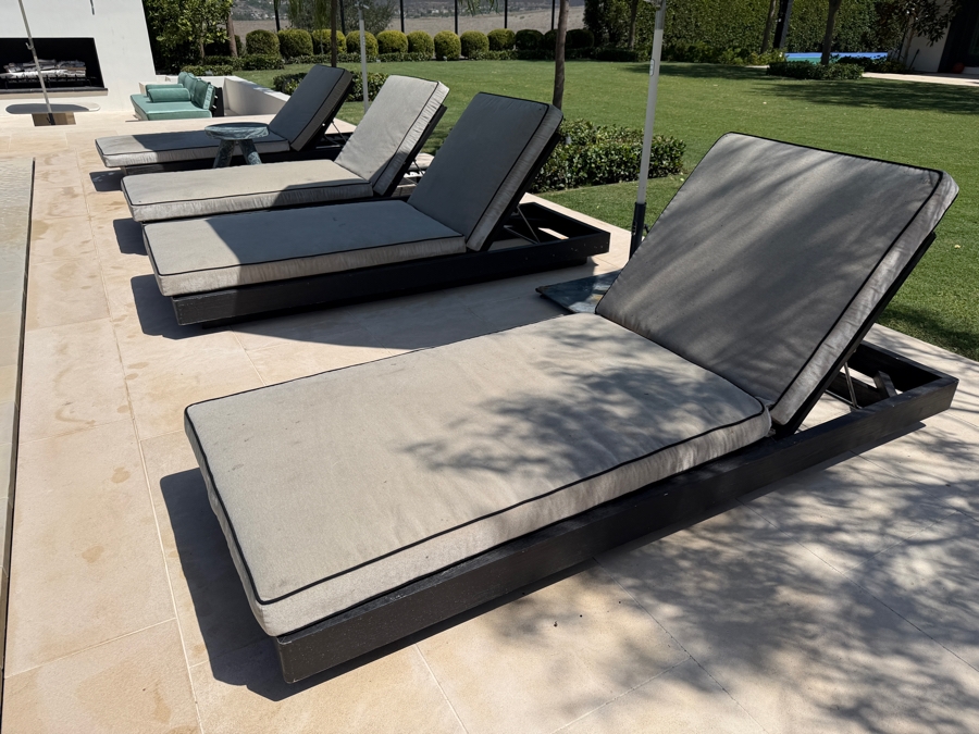 (4) Restoration Hardware (RH) Maya Teak Adjustable Chaises By Harrison & Nicholas Condos 29.5'W x 78'D x 10'H - 26'H Retails $16,740/Four [Photo 7]