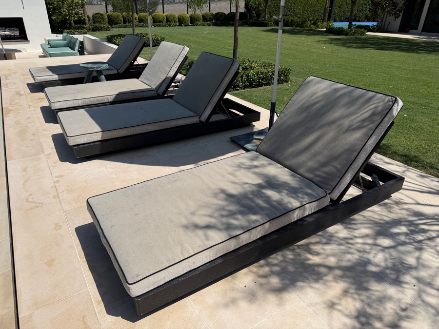 (4) Restoration Hardware (RH) Maya Teak Adjustable Chaises By Harrison & Nicholas Condos 29.5'W x 78'D x 10'H - 26'H Retails $16,740/Four [Photo 4]