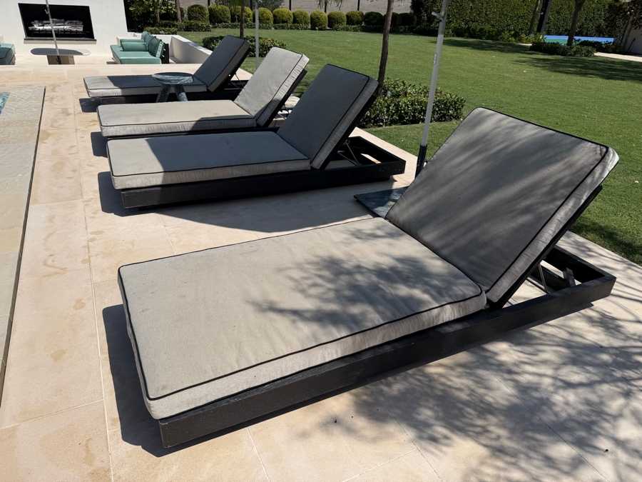(4) Restoration Hardware (RH) Maya Teak Adjustable Chaises By Harrison & Nicholas Condos 29.5'W x 78'D x 10'H - 26'H Retails $16,740/Four [Photo 2]