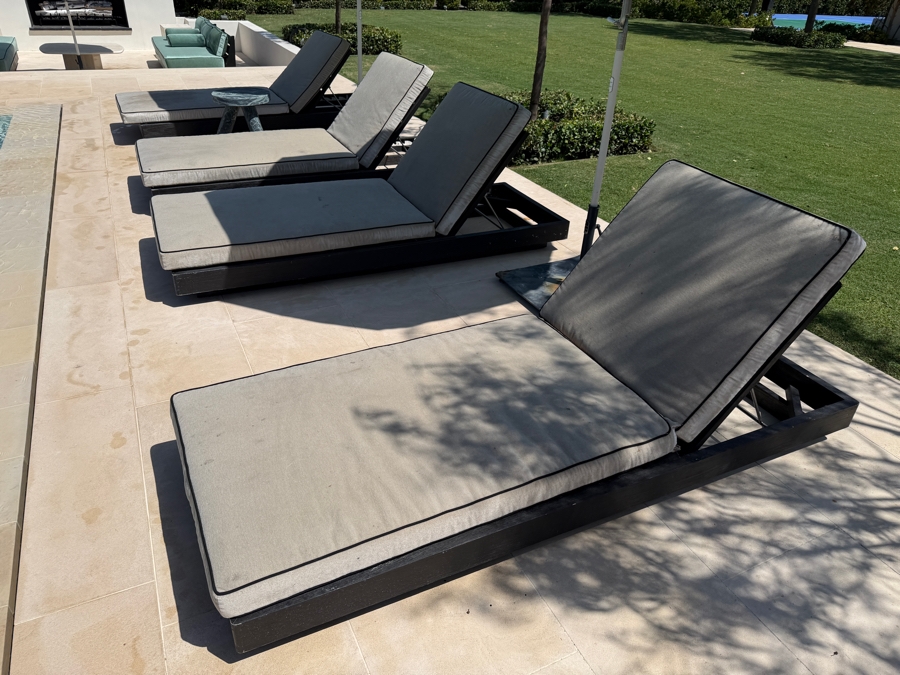 (4) Restoration Hardware (RH) Maya Teak Adjustable Chaises By Harrison & Nicholas Condos 29.5'W x 78'D x 10'H - 26'H Retails $16,740/Four [Photo 3]
