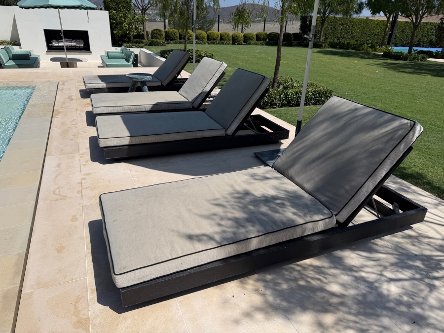 (4) Restoration Hardware (RH) Maya Teak Adjustable Chaises By Harrison & Nicholas Condos 29.5'W x 78'D x 10'H - 26'H Retails $16,740/Four