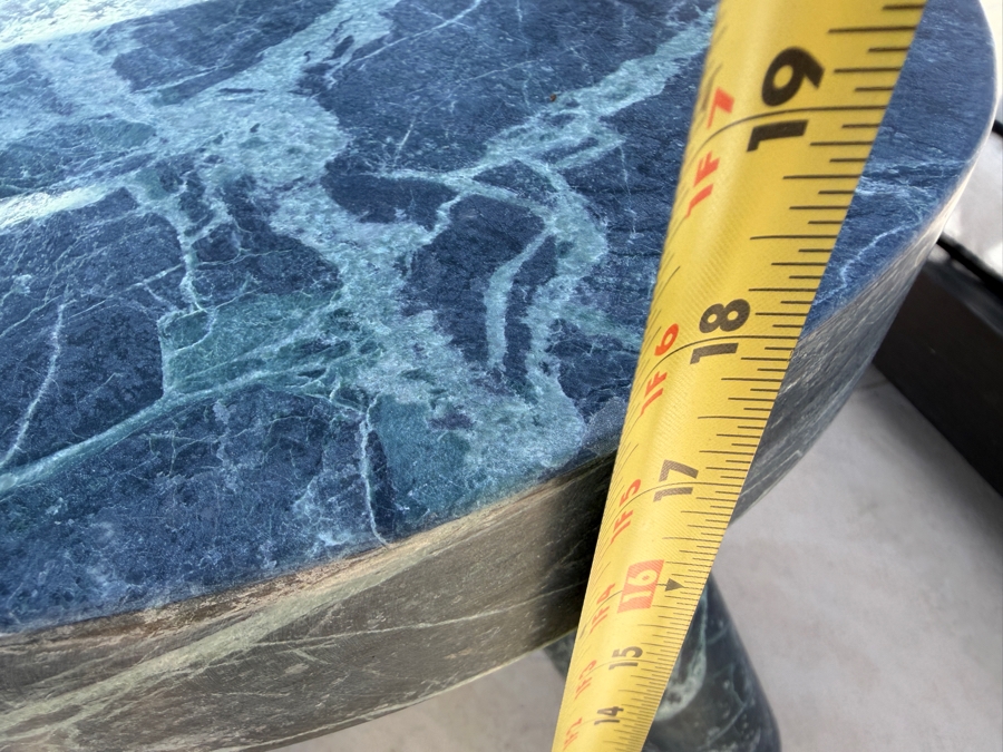 CB2 Jaxx Round Green Marble Tripod Accent Side Table 16'W X 18'H Retail $749 [Photo 6]