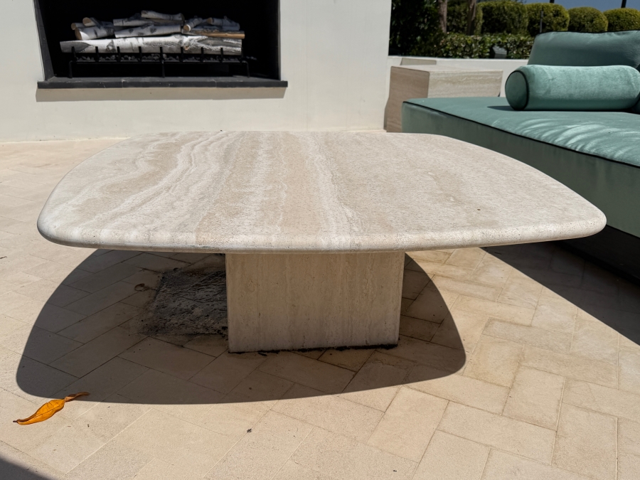 Italian Vein-Cut Square Travertine Coffee Table 43'W X 43'D X 16'H