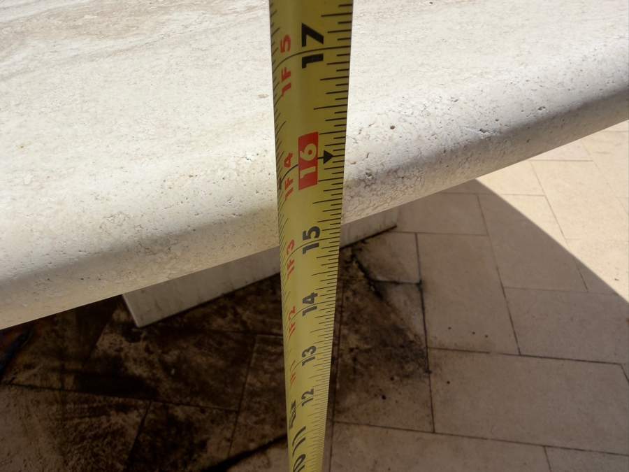 Italian Vein-Cut Square Travertine Coffee Table 43'W X 43'D X 16'H [Photo 6]
