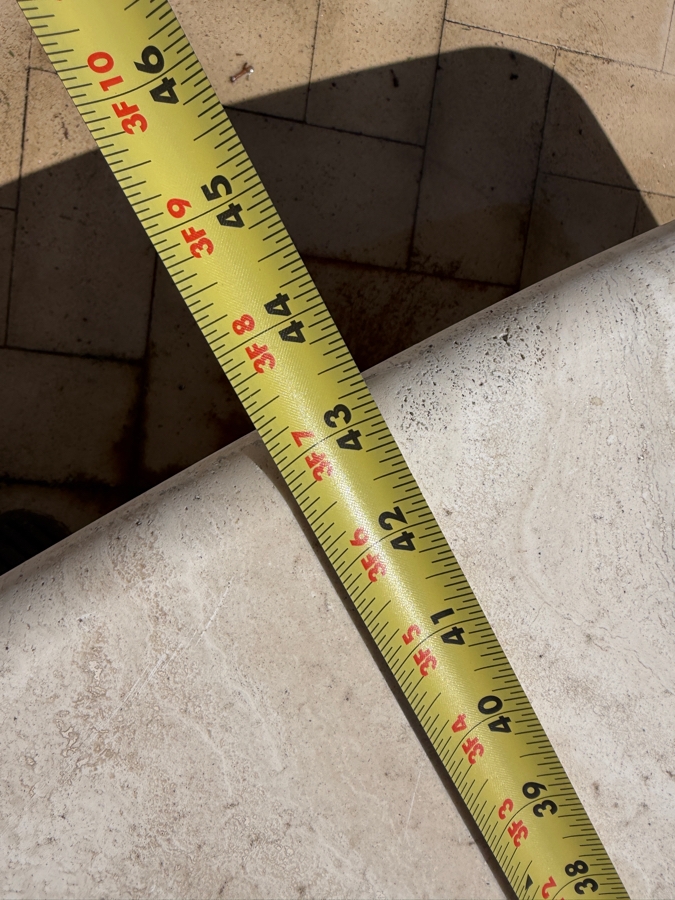 Italian Vein-Cut Square Travertine Coffee Table 43'W X 43'D X 16'H [Photo 4]