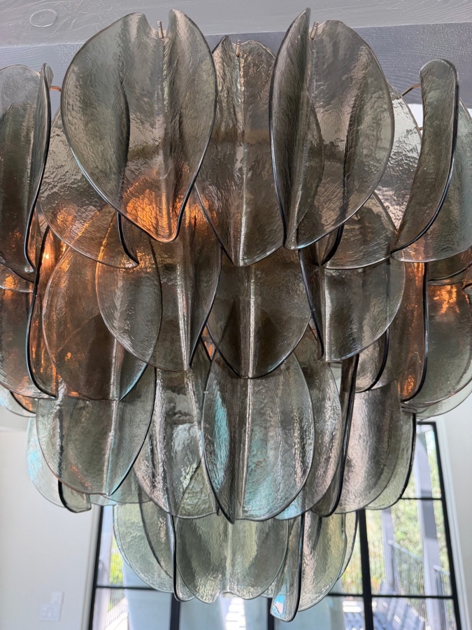 Contemporary Smoked Rondini Murano Glass Petal Cascade Chandelier 32W X 36H Retails $8,500  [Photo 7]