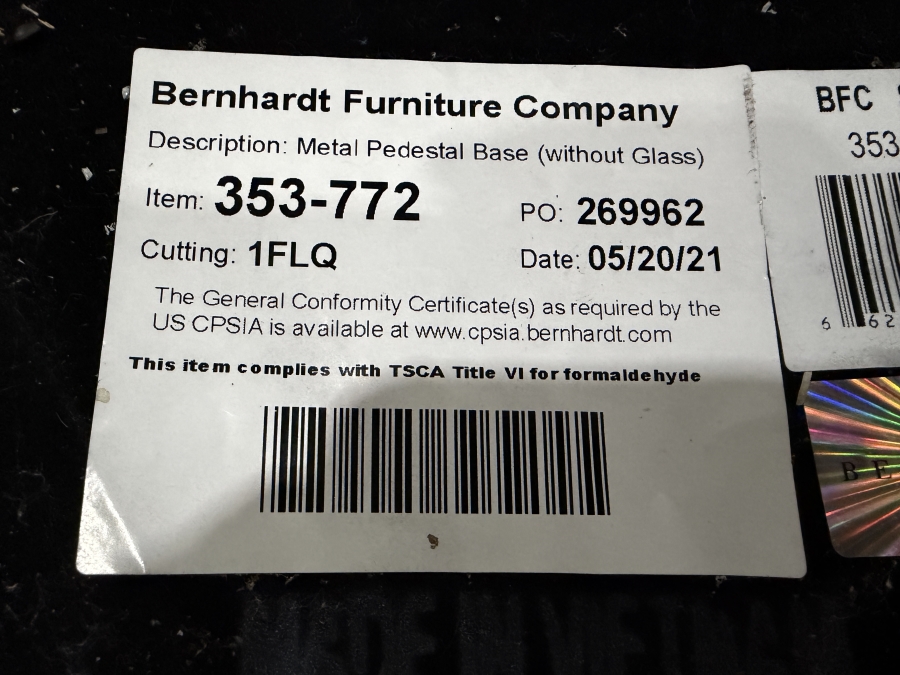 Contemporary Bernhardt Interiors Abbott Polished Brass And Smoked Glass Dining Table With Custom Architectural Plate-Glass Top 44'W x 120'L x 30'H Retail $12,500 [Photo 16]